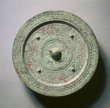Mirror with Quatrefoil, Four Nipples, Animals, and Birds, late 3rd Century BC - early 1st Century. Creator: Unknown