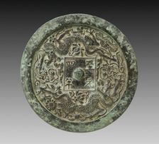 Mirror with Twin Dragons and Lotus Blossoms, 1338. Creator: Unknown