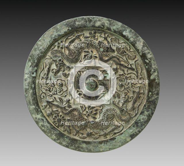 Mirror with Twin Dragons and Lotus Blossoms, 1338. Creator: Unknown.