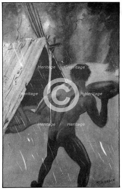 'Mirram crept silently to the gunyah', 1923. Creator: Raymond Wenban.