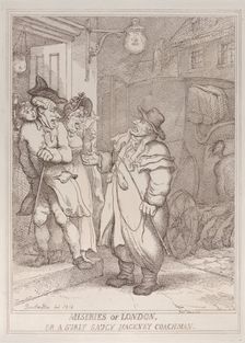 Miseries of London, or a Surly Saucy Hackney Coachman, June 4, 1814., June 4, 1814. Creator: Thomas Rowlandson