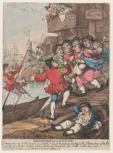 Miseries of London: Entering upon any of the bridges of London or any of the pass..., July 14, 1807. Creator: Thomas Rowlandson