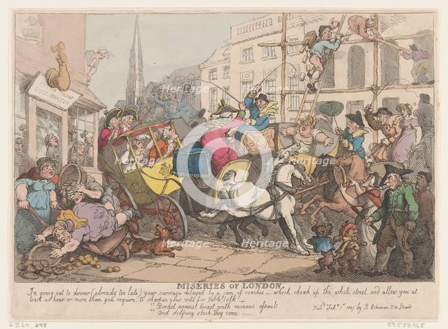 Miseries of London: Going out to Dinner, February 1, 1807., February 1, 1807. Creator: Thomas Rowlandson.