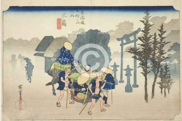 Mishima: Morning Mist (Mishima, asagiri), from the series "Fifty-three Stations of..., c. 1833/34. Creator: Ando Hiroshige.