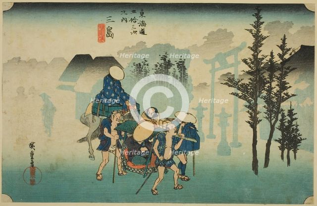 Mishima: Morning Mist (Mishima, asagiri), from the series "Fifty-three Stations of..., c. 1833/34. Creator: Ando Hiroshige.