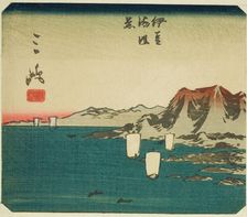 Mishima, section of sheet no. 3 from the series "Cutout Pictures of the Tokaido...", c. 1848/52. Creator: Ando Hiroshige