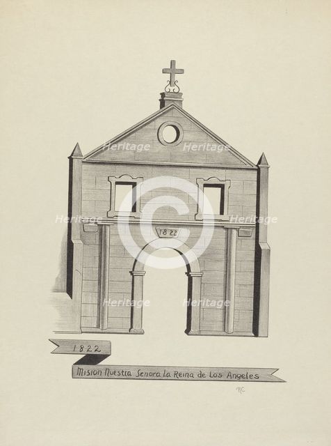Mision Nuestra Senora la Reina de Los Angeles, 1935/1942. Creator: James Jones.