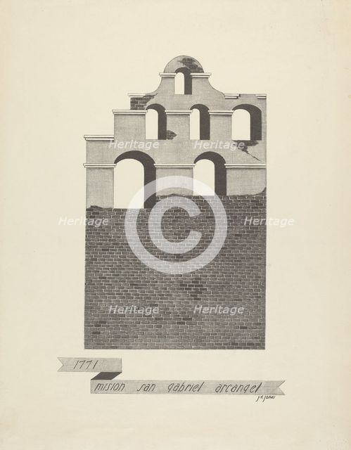 Mision San Gabriel Arcangel, 1935/1942. Creator: James Jones.