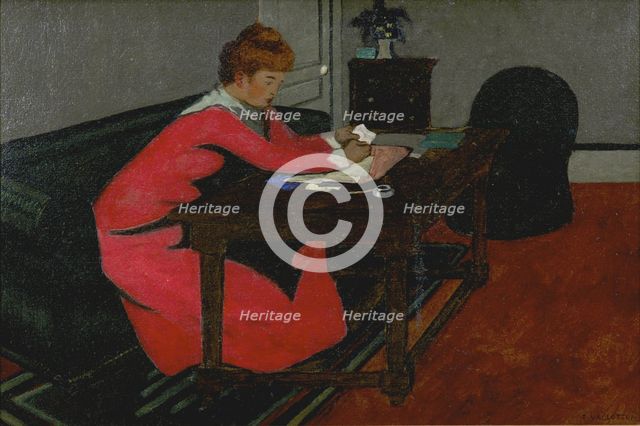 Misia at her desk, 1897. Artist: Vallotton, Felix Edouard (1865-1925)