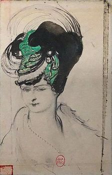 Misia Sert et projet de chapeau, c1910. Creator: Bakst; Léon (1866-1924)