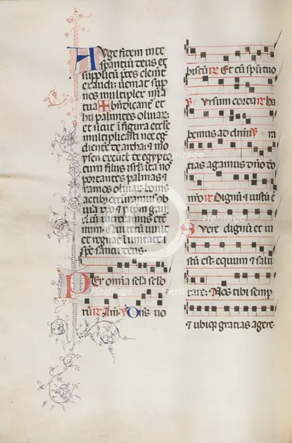 Missale: Fol. 111v; contains some music as part of Palm Sunday liturgy, 1469. Creator: Bartolommeo Caporali (Italian, c. 1420-1503).