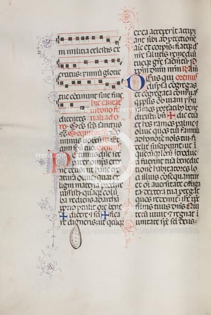 Missale: Fol. 112v: contains some music as part of Palm Sunday liturgy, 1469. Creator: Bartolommeo Caporali (Italian, c. 1420-1503).