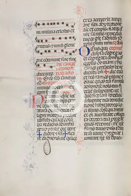 Missale: Fol. 112v: contains some music as part of Palm Sunday liturgy, 1469. Creator: Bartolommeo Caporali (Italian, c. 1420-1503).