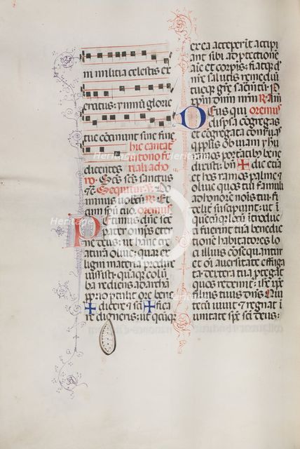 Missale: Fol. 112v: contains some music as part of Palm Sunday liturgy, 1469. Creator: Bartolommeo Caporali (Italian, c. 1420-1503).