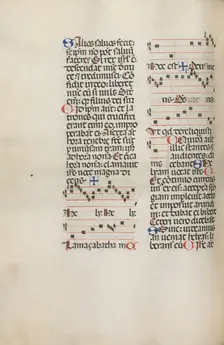 Missale: Fol. 121v: contains music for "Hely Hely Lama etc." within St. Mattion Passion, 1469. Creator: Bartolommeo Caporali (Italian, c. 1420-1503)
