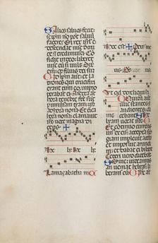 Missale: Fol. 121v: contains music for "Hely Hely Lama etc." within St. Mattion Passion, 1469. Creator: Bartolommeo Caporali (Italian, c. 1420-1503)