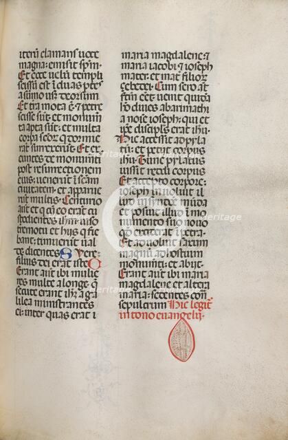 Missale: Fol. 122: contains music for "Hely Hely Lama etc." within St. Mattion Passion, 1469. Creator: Bartolommeo Caporali (Italian, c. 1420-1503).