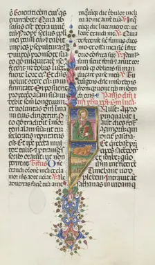Missale: Fol. 131: Saint Luke with Bull, 1469. Creator: Bartolommeo Caporali (Italian, c. 1420-1503)