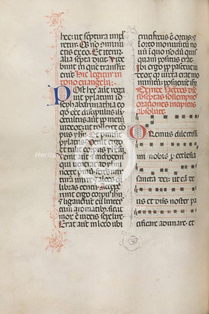 Missale: Fol. 145v: Music for various prayers…, 1469. Creator: Bartolommeo Caporali (Italian, c. 1420-1503).