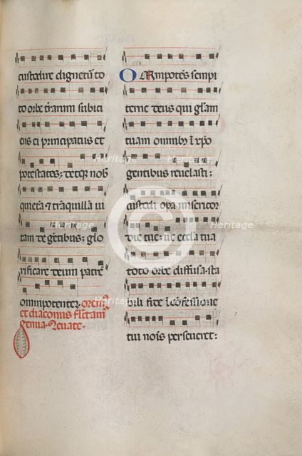 Missale: Fol. 146: Music for various prayers..., 1469. Creator: Bartolommeo Caporali (Italian, c. 1420-1503).