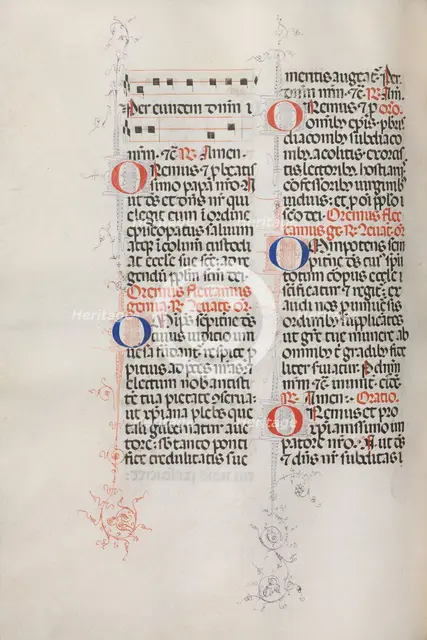 Missale: Fol. 146v: Music for various prayers..., 1469. Creator: Bartolommeo Caporali (Italian, c. 1420-1503).