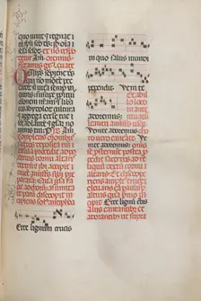 Missale: Fol. 148: Music for "Ecce lignum cruces...", 1469. Creator: Bartolommeo Caporali (Italian, c. 1420-1503)