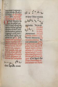 Missale: Fol. 148: Music for "Ecce lignum cruces...", 1469. Creator: Bartolommeo Caporali (Italian, c. 1420-1503)