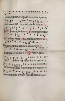 Missale: Fol. 154: Music for "Exultet", 1469. Creator: Bartolommeo Caporali (Italian, c. 1420-1503)