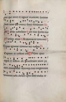 Missale: Fol. 154: Music for "Exultet", 1469. Creator: Bartolommeo Caporali (Italian, c. 1420-1503)