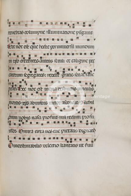 Missale: Fol. 155: Music for "Exultet", 1469. Creator: Bartolommeo Caporali (Italian, c. 1420-1503).