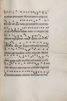 Missale: Fol. 155: Music for "Exultet", 1469. Creator: Bartolommeo Caporali (Italian, c. 1420-1503)