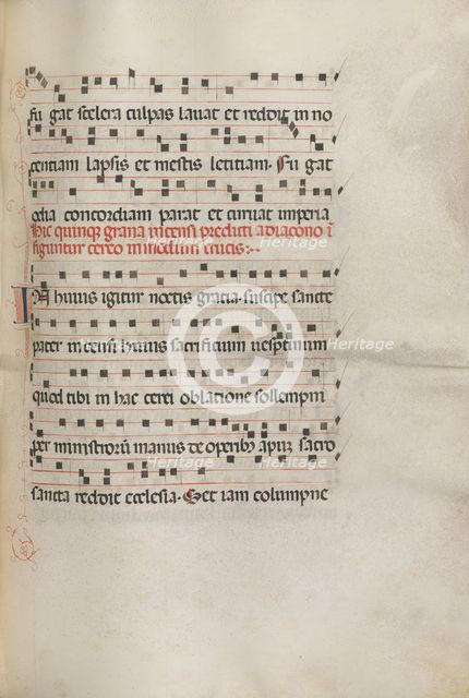 Missale: Fol. 156: Music for "Exultet", 1469. Creator: Bartolommeo Caporali (Italian, c. 1420-1503).
