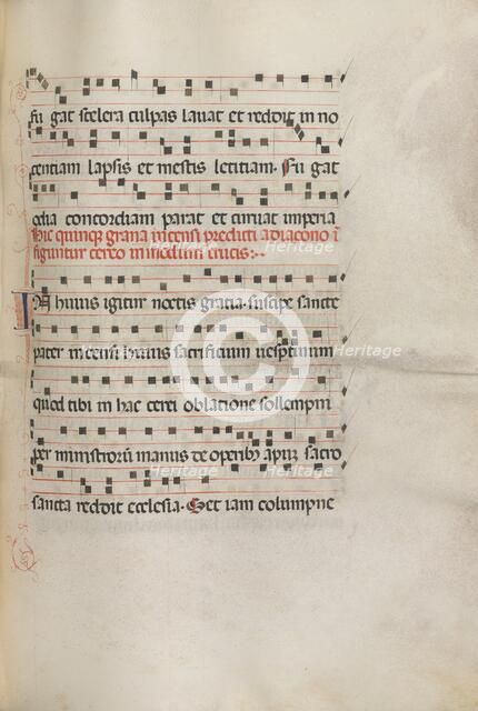 Missale: Fol. 156: Music for "Exultet", 1469. Creator: Bartolommeo Caporali (Italian, c. 1420-1503).