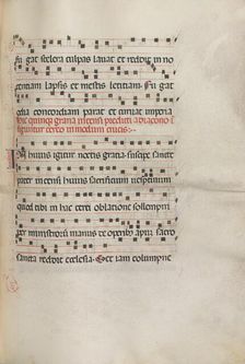 Missale: Fol. 156: Music for "Exultet", 1469. Creator: Bartolommeo Caporali (Italian, c. 1420-1503)