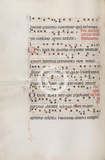 Missale: Fol. 156v: Music for "Exultet", 1469. Creator: Bartolommeo Caporali (Italian, c. 1420-1503).
