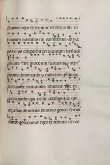 Missale: Fol. 157: Music for "Exultet", 1469. Creator: Bartolommeo Caporali (Italian, c. 1420-1503)