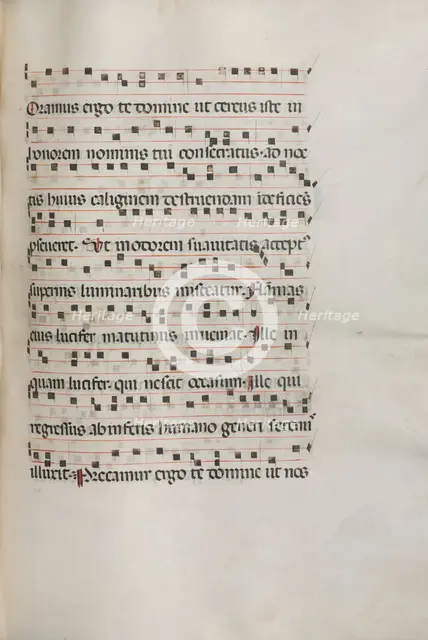 Missale: Fol. 157: Music for "Exultet", 1469. Creator: Bartolommeo Caporali (Italian, c. 1420-1503).