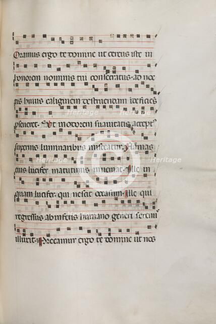 Missale: Fol. 157: Music for "Exultet", 1469. Creator: Bartolommeo Caporali (Italian, c. 1420-1503).