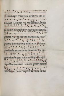 Missale: Fol. 157: Music for "Exultet", 1469. Creator: Bartolommeo Caporali (Italian, c. 1420-1503)