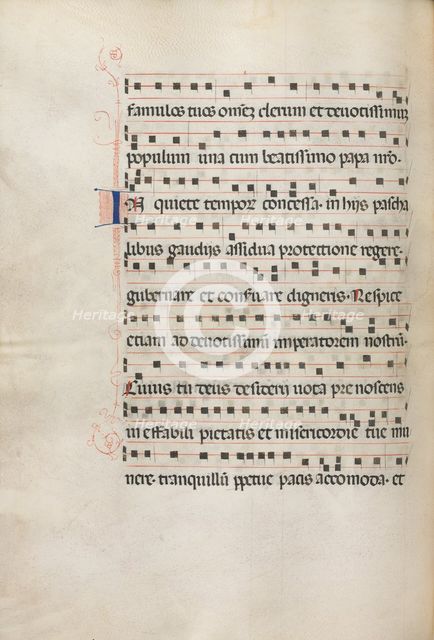 Missale: Fol. 157v: Music for "Exultet", 1469. Creator: Bartolommeo Caporali (Italian, c. 1420-1503).
