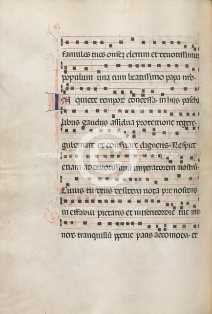 Missale: Fol. 157v: Music for "Exultet", 1469. Creator: Bartolommeo Caporali (Italian, c. 1420-1503).