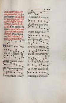 Missale: Fol. 153: Music for "Exultet", 1469. Creator: Bartolommeo Caporali (Italian, c. 1420-1503)