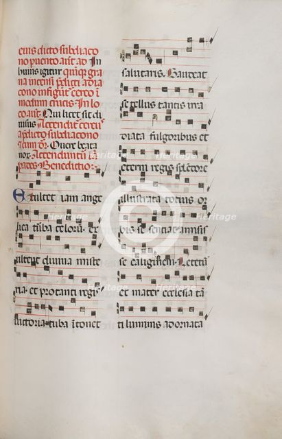 Missale: Fol. 153: Music for "Exultet", 1469. Creator: Bartolommeo Caporali (Italian, c. 1420-1503).