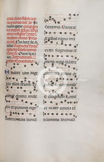 Missale: Fol. 153: Music for "Exultet", 1469. Creator: Bartolommeo Caporali (Italian, c. 1420-1503).