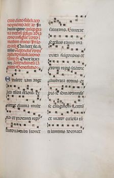 Missale: Fol. 153: Music for "Exultet", 1469. Creator: Bartolommeo Caporali (Italian, c. 1420-1503)