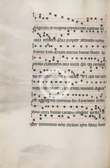 Missale: Fol. 153v: Music for "Exultet", 1469. Creator: Bartolommeo Caporali (Italian, c. 1420-1503).