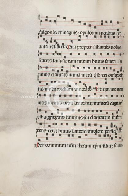 Missale: Fol. 153v: Music for "Exultet", 1469. Creator: Bartolommeo Caporali (Italian, c. 1420-1503).
