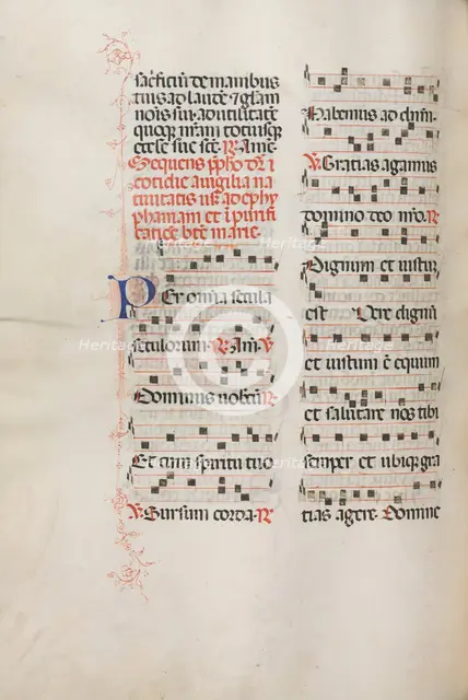 Missale: Fol. 176v: Music for various ordinary prayers, 1469. Creator: Bartolommeo Caporali (Italian, c. 1420-1503).