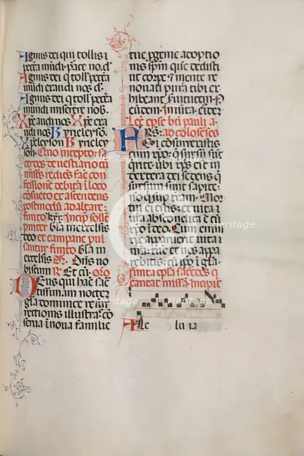 Missale: Fol. 171: Music for "Alleluia" etc. at beginning of Easter, 1469. Creator: Bartolommeo Caporali (Italian, c. 1420-1503).