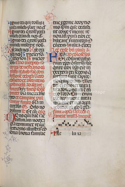 Missale: Fol. 171: Music for "Alleluia" etc. at beginning of Easter, 1469. Creator: Bartolommeo Caporali (Italian, c. 1420-1503).